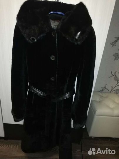 Шуба мутон с норкой