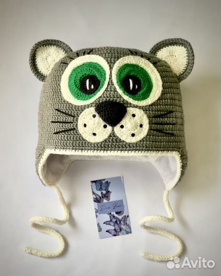 Детская шапка «Кот» / Весенняя вязаная шапка