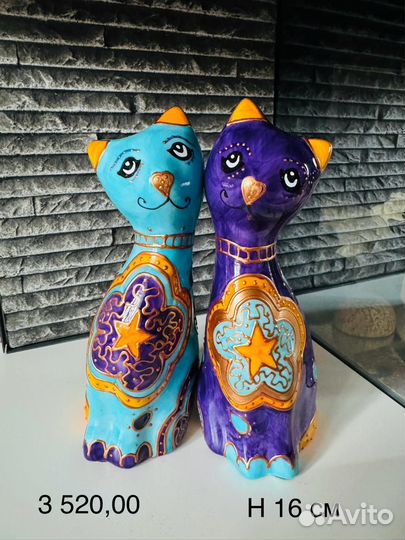 Пара кошечек, статуэтки с ручной росписью