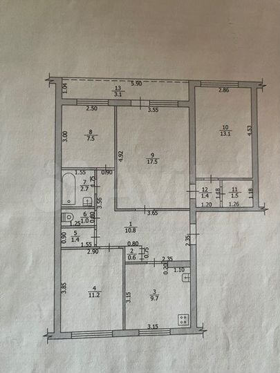 4-к. квартира, 79 м², 1/3 эт.
