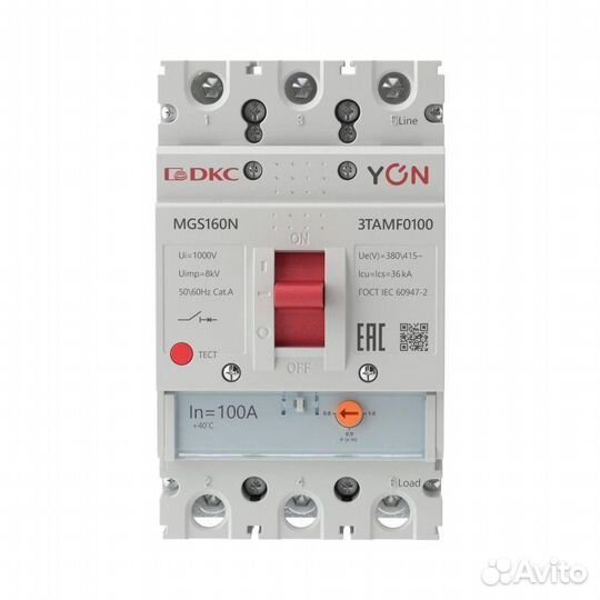 Выключатель автоматический MGS160 3P 80-100A 36kA YON MGS160N-3tamf0100