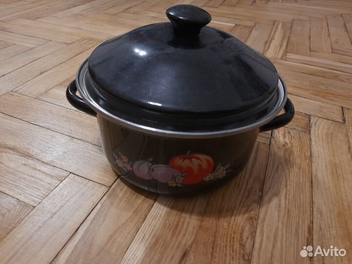 Кастрюли эмалированные черные 2 шт