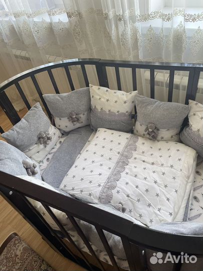 Детская кроватка трансформер круглая