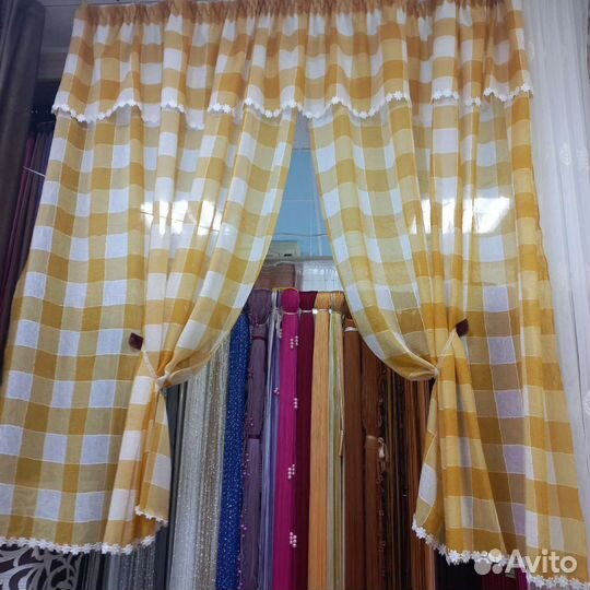 Занавески шторы тюль, жатка клетка,на кухню