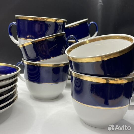 Чайный сервиз кобальт барановка 22шт ссср(Сзр)