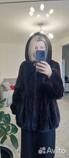 Шуба норковая с капюшоном 44 46