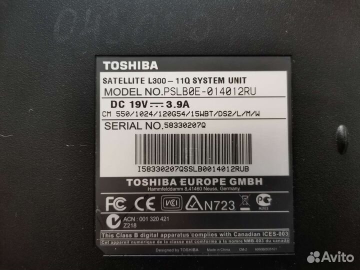 Ноутбук toshiba satellite l300