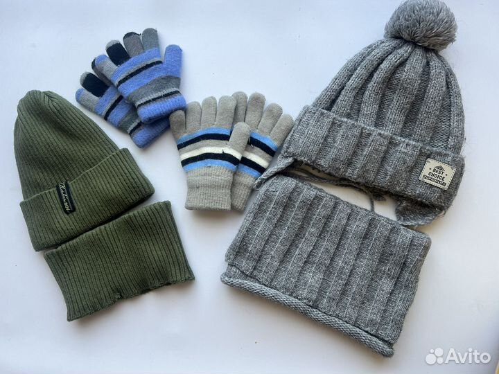 Наборы Шапка+ снуд б/у детские +перчатки зима