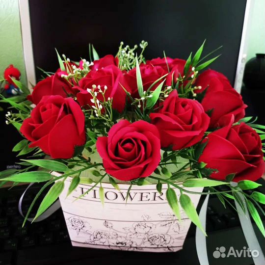 Букеты роз из мыла