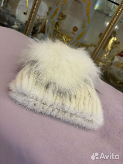 Шапка норковая женская вязаная