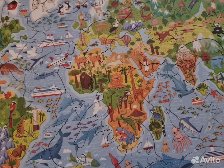 Карта Мира 100 деталей деревянный пазл