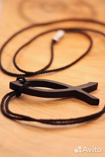 Кулон-рыба - подвеска ихтис, Эбен, Граб, Падук