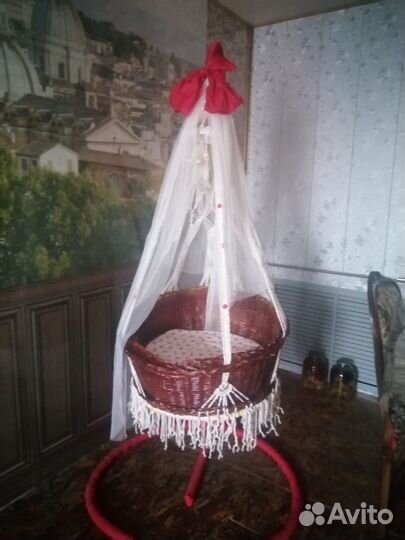 Детская люлька колыбель плетеная