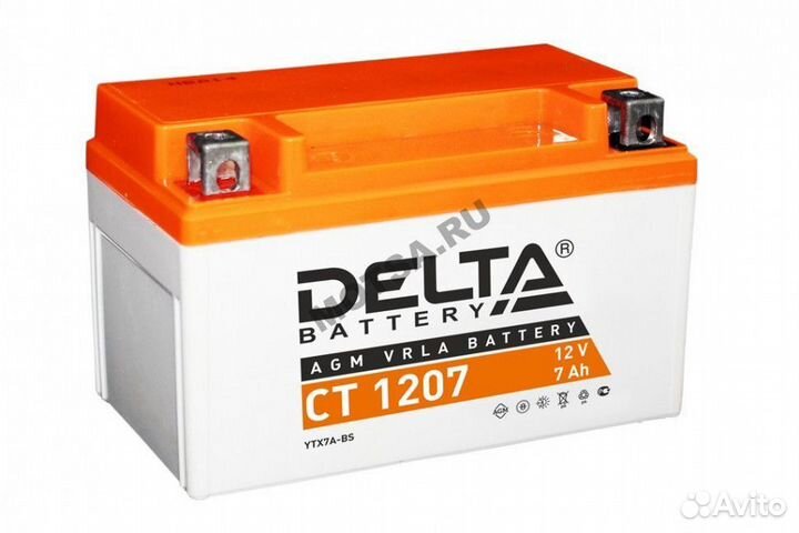 Аккумулятор 12В 7Ач delta CT1207 (YTX7A-BS) (кисло