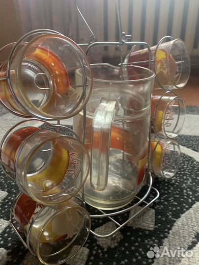 Набор стаканов с графином на подставке