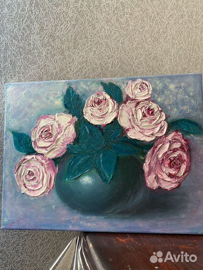 Картина маслом цветы в вазе