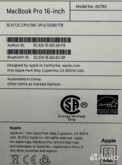 Macbook pro 16 M2 Max 2023 32gb 1tb Silver новый