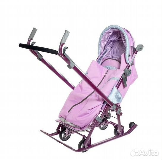 Санки коляска Ника 7-4 (возраст 0+) с 6 колесами