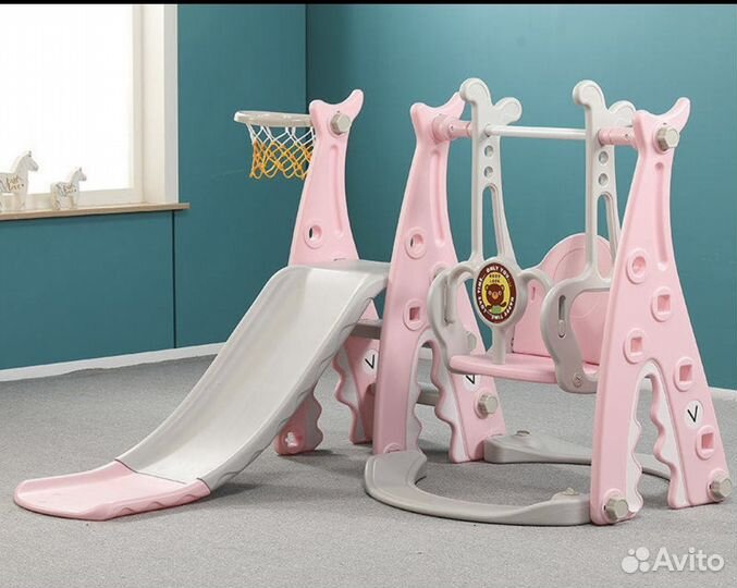 Десткая горка с качелям (пластиковая)