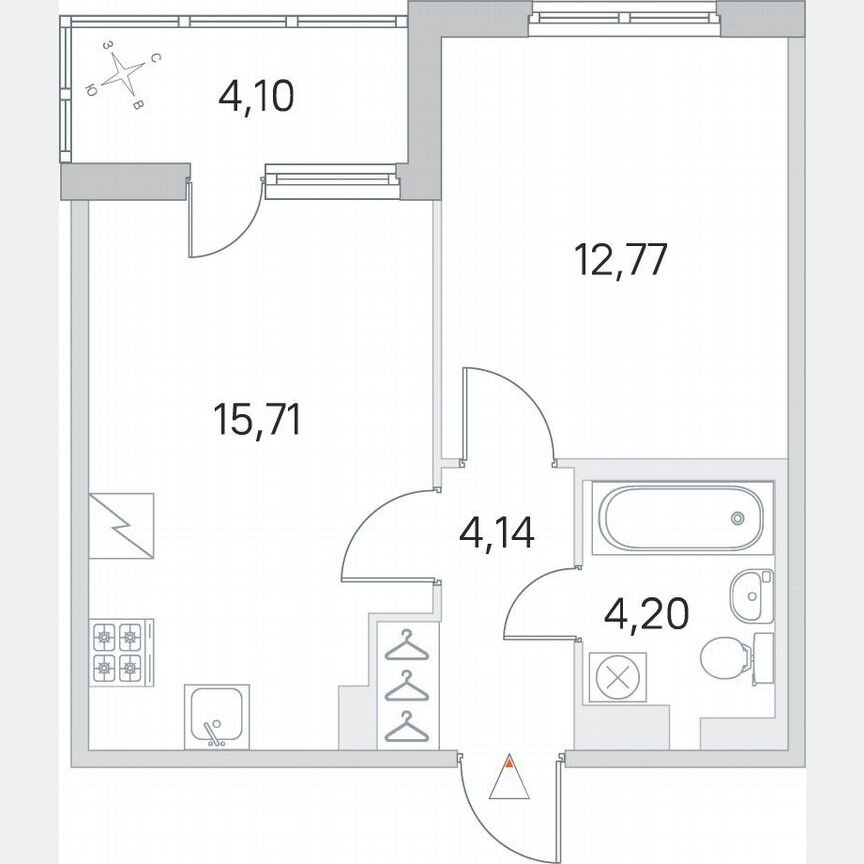 1-к. квартира, 38,9 м², 2/5 эт.