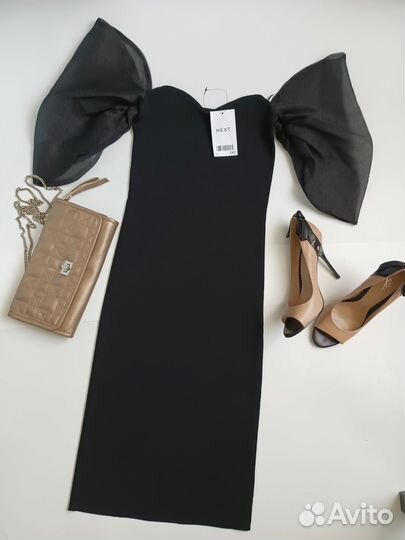 Платье черное облегающее next