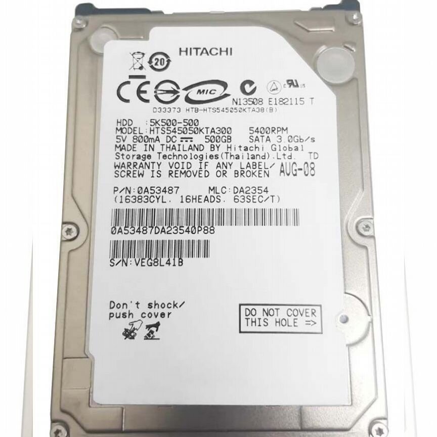 [0A53487] Жесткий Диск Hitachi 500gb Sata2 2.5" Hdd 0a53487