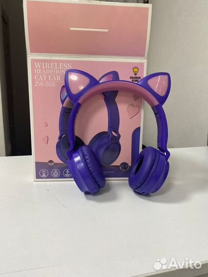 Наушники с кошачьими ушками CAT беспроводные RGB