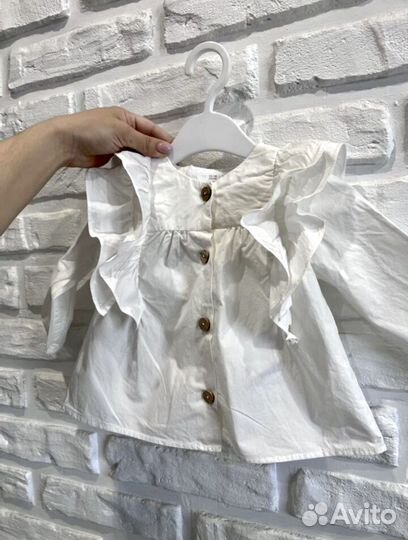 Белая Рубашка для девочек zara.86р.1шт