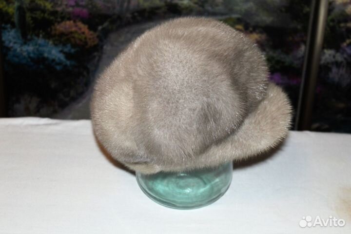 Шапка норковая серая (кепка)