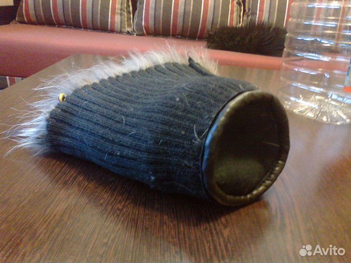 Шапка зимняя б/у из вязаной чернобурки - стожок