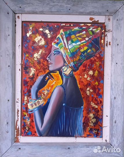 Картина маслом африканка