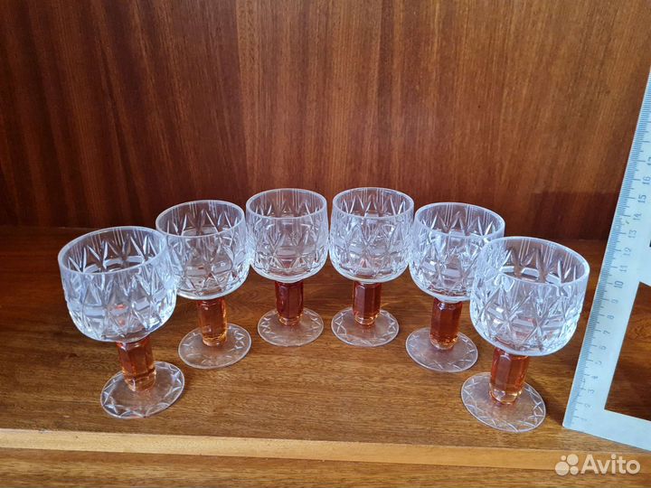 Хрустальные бокалы рюмки Олимпийские, 1980г * 6шт