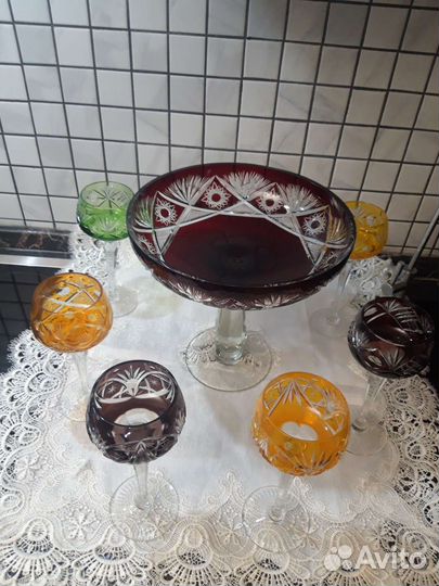 Ваза гдр цветной хрусталь