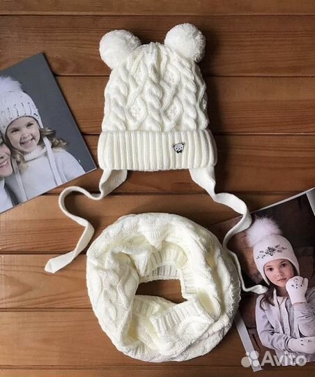 Комплект шапка, шарф 1-3 года