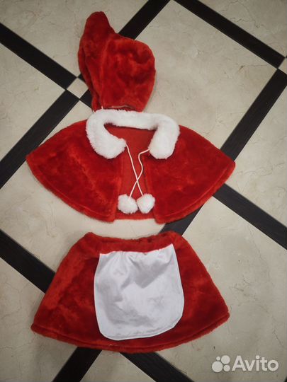 Новогодний костюм для девочки красная шапочка