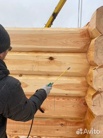 Сруб ручной рубки из лафета