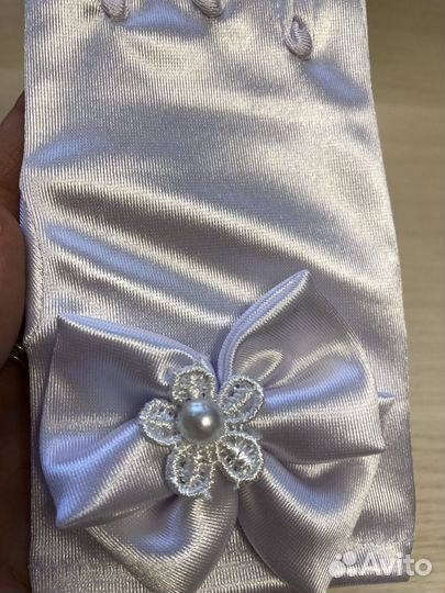 Перчатки белые атласные для девочки