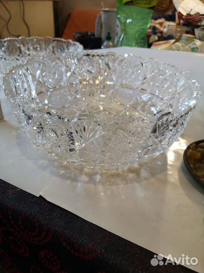 Большие хрустальные салатницы СССР