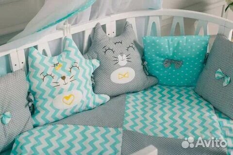 Бортики в кроватку котята