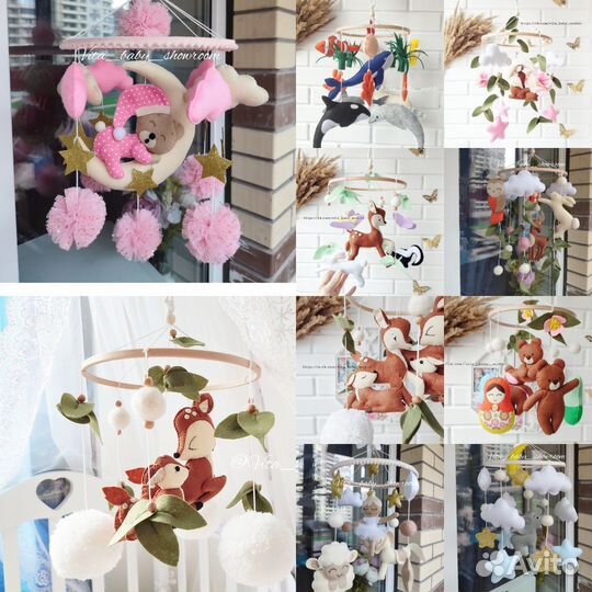 Мобиль из фетра кроватку для малыша ручной работы