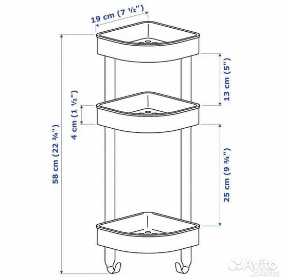 Угловая полка для ванной