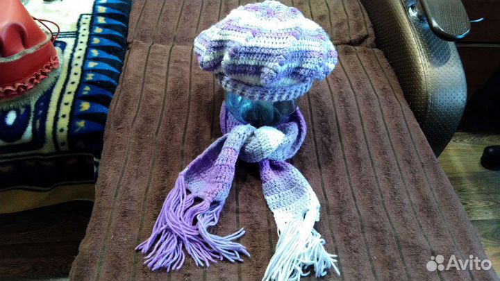 Комплект берет шарф вязаные