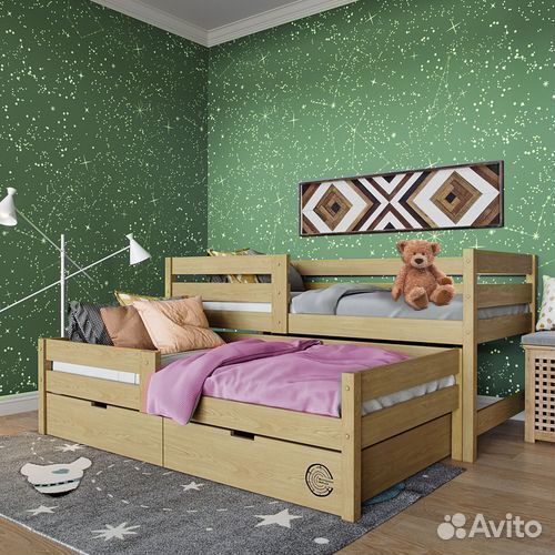 Кроватка берёза выдвижная для малыша матрешка