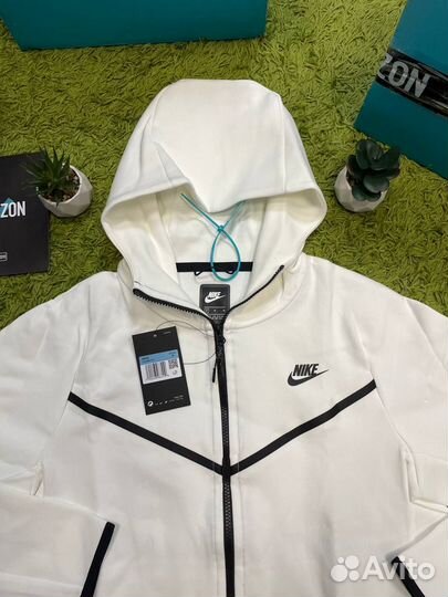 Зип Худи Nike Tech Fleece White Оригинал
