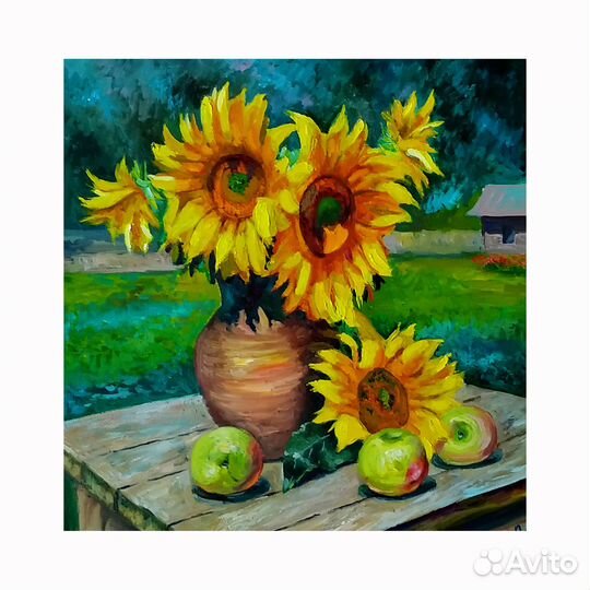 Картина Подсолнухи Цветы Живопись Магнит Успеха