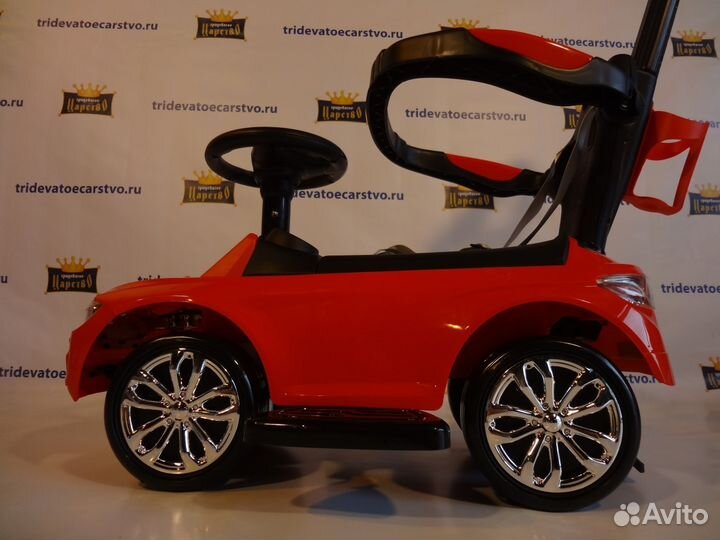 Детская машинка каталка с ручкой BMW - Толокар