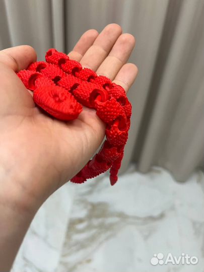 3D модель змея Snake красная