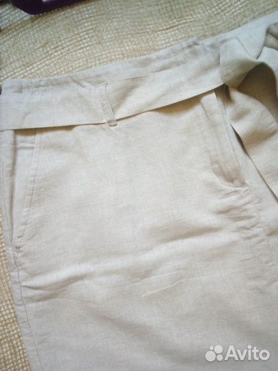 Юбка женская летняя 50 лён-хлопок новая Европа