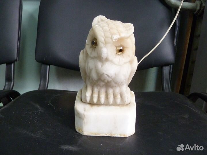 Мраморный светильник-ночник сова