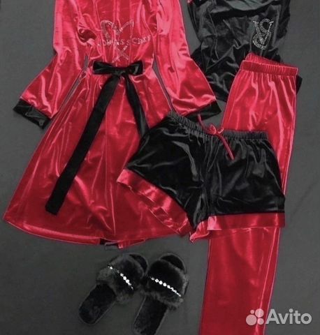 Пижама+халат велюровая 4ка в асс.Рр42-52